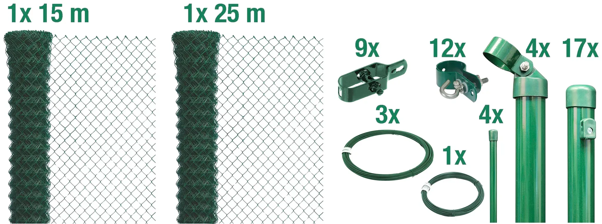 Maschendrahtzaun ALBERTS, grün (grün, zum einbetonieren), H:100cm, Stahl, Zaunelemente, verschiedene Abmessungen, mit oder ohne Bodenhülse