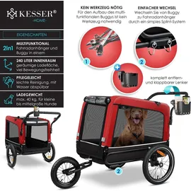 Kesser Boxer 3-in-1 Hundebuggy & Jogger rot