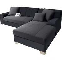 DOMO collection Ecksofa Turah incl. Zierkissen, moderne Steppung, auch in Leder, wahlw. mit Bettfunktion, L-Form, B/T: 239/152cm, Unser Dauertiefpreis schwarz