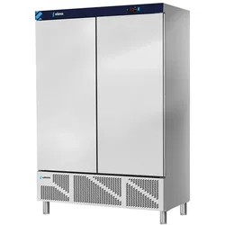 Kühlschrank mit 2 Türen 1200 Liter für die Gastronomie. Vertikaler Edelstahl-Kühlschrank für Bars und Restaurants.