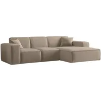 Fun Möbel Ecksofa Designersofa CELES PREMIUM Stoff Opera Velvet Sand Ottomane Rechts & Couches, Wohnlandschaften, Ecksofas