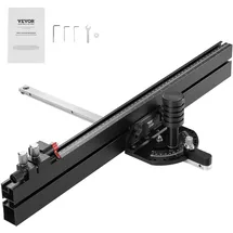 Vevor Gehrungsanschlag, Standardschlitz 19 x 9,5 mm, Tischkreissägen-Anschlag aus Aluminiumlegierung mit ca. 61 cm Raster, 15 Winkelanschlägen, Kolben und abnehmbarer Scheibe, für die Holzbearbeitung