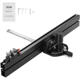 Vevor Gehrungsanschlag, Standardschlitz 19 x 9,5 mm, Tischkreissägen-Anschlag aus Aluminiumlegierung mit ca. 61 cm Raster, 15 Winkelanschlägen, Kolben und abnehmbarer Scheibe, für die Holzbearbeitung