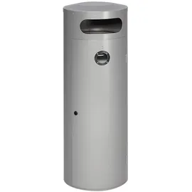 Proregal Kombiascher mit Einflügeltür Ascher innen 70 Liter, HxBxT 104,5 x 42 x 42 cm Verzinkter Stahl Silber