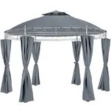 tectake® Pavillon rund Ø 3,5m, Partyzelt mit Dach und Seitenteilen, inkl. Befestigungsmaterial, Zelt Überdachung für Garten, Event Shelter, Festzelt, wasserdicht - anthrazit