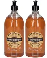 Le Comptoir du Bain Savon traditionnel de Marseille Fleur d'oranger Liquide 2x1000 ml