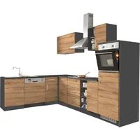 kochstation Winkelküche L-Form 210 x 300 cm grau