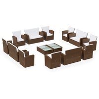 vidaXL Polyrattan Lounge Set 16-tlg. braun inkl. Auflagen 3095944