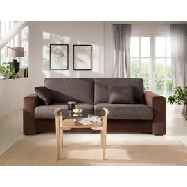 Home Affaire Schlafsofa »Roma Matratzenhöhe 14 cm« Dauerschlaffunktion, mit Unterfederung, Lattenrost, Matratze braun