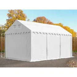 TOOLPORT  4x6 m Lagerzelt, PVC-Plane, weiß, mit Bodenrahmen, ohne Statik - (7632bl)