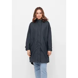 Regenmantel DERBE "Traveby_plain", Damen, Gr. 44, blau (navy), Obermaterial: 100% Polyester; Futter: 100% Polyester, Langarm, Mäntel, wasserabweisend, winddicht, Kapuze