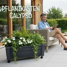 KHW Bewässerungsblumenkasten Calypso 79 x 34 x 33 cm anthrazit inkl. Rollen