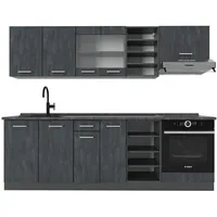 Vicco Küchenzeile R-Line 240 cm Schwarz Beton/Anthrazit