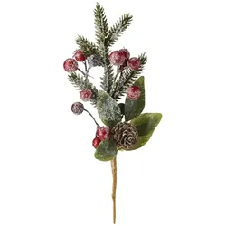 Tannenzweig mit Beeren   , grün , Kunststoff , Maße (cm): B: 5 H: 24 T: 8.0
