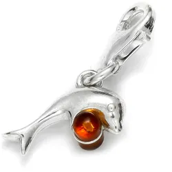 Ketten-Anhänger OSTSEE-SCHMUCK "Ostsee-Schmuck Charm-Einhänger Delphin Charm-Einhänger Delphin", weiß, Schmuckanhänger, Damen, 23 x 13mm, Silber 925 (Sterlingsilber), 1.5 g