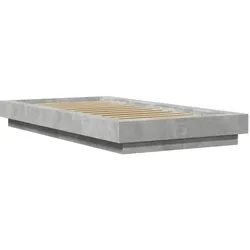 vidaXL Bettgestell mit LED Betongrau 90x190 cm Holzwerkstoff
