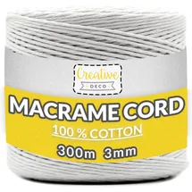 Creative Deco Makramee Garn Weiß 300 m