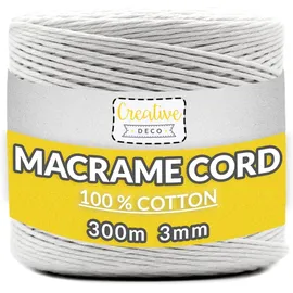 Creative Deco Makramee Garn Weiß 300 m