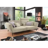 Set One by Musterring Big-Sofa SO 4500 Mega-Sofa, mega bequem, hochwertig verarbeitet, Füße schwarz matt, wahlweise mit Kopfstütze, Breite 260cm, in Cord beige