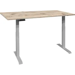 Schreibtisch MÄUSBACHER "Big System Office", silber (silber, sandeiche, silber, sandeiche), B:120cm, Tische, Breite 120 cm, elektrisch höhenverstellbar