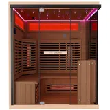 Dewello Dewello® Infrarotkabine Infrarotsauna KENORA 160x120 für 2-3 Personen aus Hemlockholz, Dual-Therm, mit Salzsteinoptik
