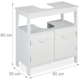 Relaxdays Waschbeckenunterschrank, mit Seilgriffen weiß
