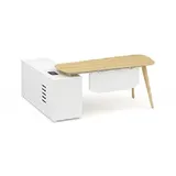 xlmoebel Eckschreibtisch beige / Weiß