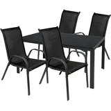 Mojawo Gartengarnitur Sitzgarnitur Outdoormöbel 5-teilig 125x70cm Anthrazit/Schwarz