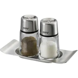 Salz- / Pfefferstreuer GEFU "BRUNCH Set", transparent, B:5,3cm H:6,9cm, Gewürzstreuer, Salz- / Pfefferstreuer, stilvolles, modernes Design aus hochwertigem Edelstahl und Glas