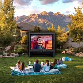 eSmart PUBLIC AIR 16 Aufblasbare Outdoor Leinwand 302 x 168 cm (135") 16:9 Beamer & Kino Leinwand mit Luftgebläse | Front- | Rückprojektion