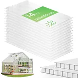 VOUNOT® Gewächshausplatten 14er Set, Doppelstegplatten 4mm aus Polycarbonat, Hohlkammerplatten UV-beständig & bruchsicher, Polycarbonatplatten 60.5 x 121 cm, für Gewächshaus & Carport