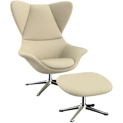 Ohrensessel FLEXLUX "Stilo Relaxsessel, TV-Sessel", beige (sandy beige), B:90cm H:115cm T:88cm, 100% Polyester, Sessel, Solitär, Stil-Ikone, drehbar, Fuß Aluminium