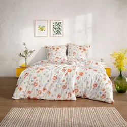 Bettwäsche ESTELLA "Elysia", rot (mohn), B/L: 135cm x 200cm, Batist, B/L: 80cm x 80cm, Batist, Obermaterial: 100% Baumwolle, Bettwäsche
