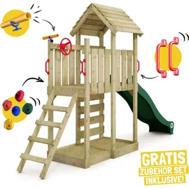 Wickey Spielturm JoyFlyer mit Rutsche und Sandkasten Grün