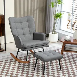 Homcom Schaukelstuhl mit Hocker und Breiter Rückenlehne