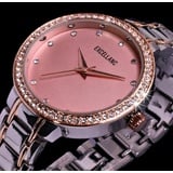 Excellanc Uhr Damenuhr Armbanduhr Bicolor Silber Rose Gold Farben Strass BI15