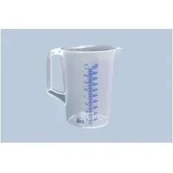 Hünersdorff Messkanne 2.000 ml, PP, 2 Skalen geschlossener Griff, transparent