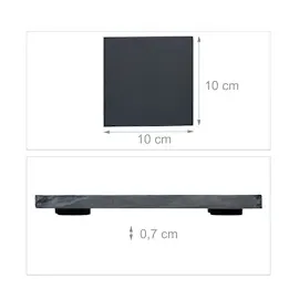 Relaxdays Schiefer Untersetzer 8er Set, eckige Getränkeuntersetzer, HxB: 10 x 10 cm, Schieferplatte Gläser, anthrazit