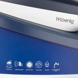 h.koenig Dampfbügelstation V7, 2600 W, Druck 8 bar, Dampfleistung 120 g/min, Vertikale Dampffunktion, Sohle aus Keramik, antihaftbeschichtet, Tank 1,5 l