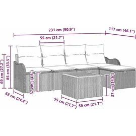 vidaXL Garten-Lounge-Set 6-tlg. schwarz