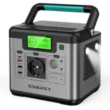 SWAREY Tragbare Powerstation S500 518Wh, Solar Generator Power Stromgenerator Mobiler Stromspeicher mit 230V AC Steckdose 1000W Surge, DC/USB, als Notstromaggregat für Camping, Outdoor, Garten,CPAP