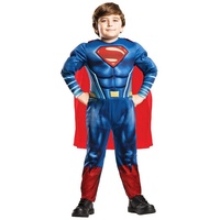 Metamorph Kostüm Justice League Superman Basic, Hochwertigeres Superhelden-Kostüm mit gepolsterten Muskelpartien blau 110-116