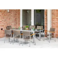 Merxx Silano Set 9-tlg. 8 Stapelsessel Gartentisch Ausziehbar 160 (220) x 90 cm