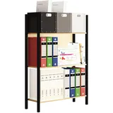 VCM Holzregal mit Metallrahmen stehend platzsparendes Büroregal Maße ca. H. 100 x B. 56 x T. 24 cm Elegantes Regal Standregal – Flakos 3