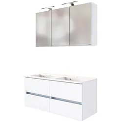 Badmöbel-Set WELLTIME "Baabe", weiß, B:120cm, MDF, Kastenmöbel-Sets, Breite 120 cm, inkl. Mineralgussbecken