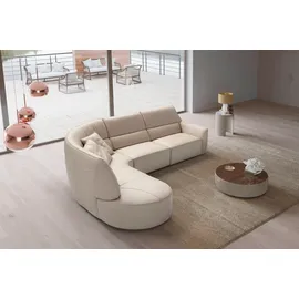 Egoitaliano Ecksofa "Puffy, extravagant & edel, Retro Designsofa, hoher Sitzkomfort, L-Form", grau (stone), B:330cm H:88cm T:205cm, Leder »BULL« (echtes Rindsleder). Geschliffenes, pigmentiertes und behandeltes Rindsleder mit einer Dicke von 1, 3-1, 5 mm.