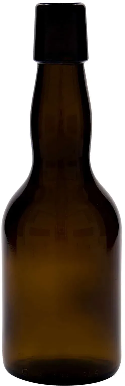 Botella de cerveza con cuello estilo belga de 330 ml, vidrio, marrón, boca: tapó...
