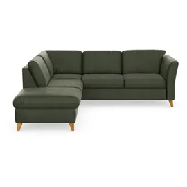 Home Affaire Ecksofa HOME AFFAIRE "Trelleborg L-Form", grün (olive), B:252cm H:86cm T:213cm, 95% Polyester, 5% Polyamid, Sofas, Ecksofa, wahlweise mit Bettfunktion und Bettkasten, inkl. Federkern-Polsterung