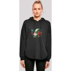 Kapuzenpullover F4NT4STIC "Gnom Frühling Blumen Schmetterling", Damen, Gr. L, schwarz, Obermaterial: 100% Baumwolle, casual, oversize, Langarm, Pullover, Premium Qualität