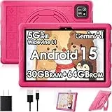 ZENTALITY 2026 Kinder Tablet 10 Zoll Android 15 mit 30GB + 64GB(2TB), 5GWLAN6, Widevine L1, Elterliche Kontrolle, 8-Core, 8000mAh, Kids Tablet mit Kinder + 360° Drehbarer Ständer,Rosa